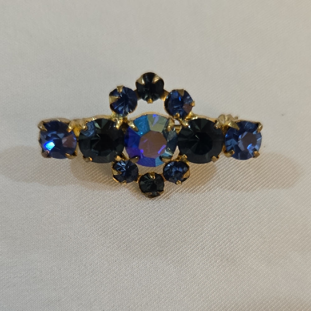 Vintage Austria Blue Rhinestone Brooch